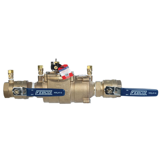 Febco 850-QT-FZ Double Check Valve Assembly Backflow Preventer Quarter Turn Shutoff w/ Freeze Sensor Contains Lead Bronze 1-1/2" | T1115 | T1115
