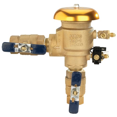 Febco 765-QT-FZ Pressure Vacuum Breaker Backflow Preventer Quarter Turn Shutoff w/ Freeze Sensor Contains Lead Bronze 1" | T765EBV