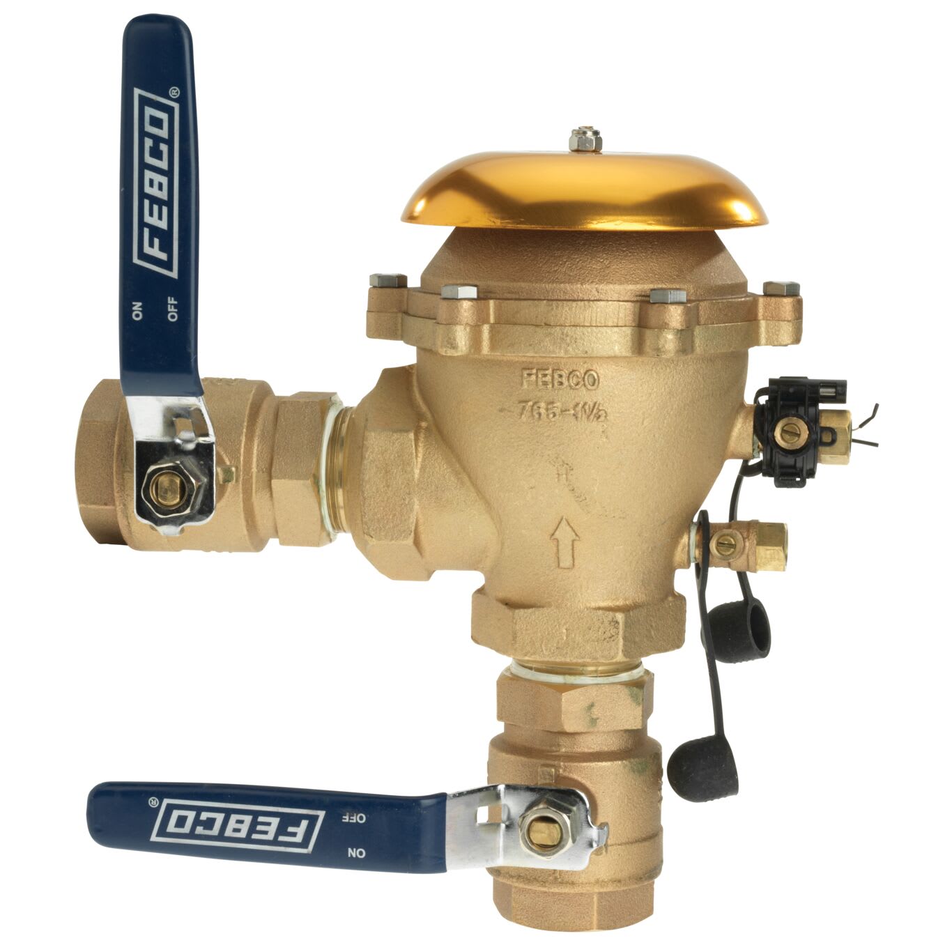 Febco 765-QT-FZ Pressure Vacuum Breaker Backflow Preventer Quarter Turn Shutoff w/ Freeze Sensor Contains Lead Bronze 1-1/2" | T765GBV