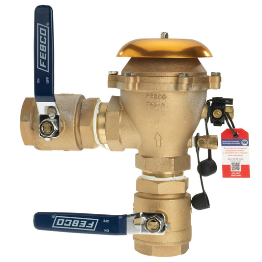 Febco 765-QT-FZ Pressure Vacuum Breaker Backflow Preventer Quarter Turn Shutoff w/ Freeze Sensor Contains Lead Bronze 2" | T765HBV